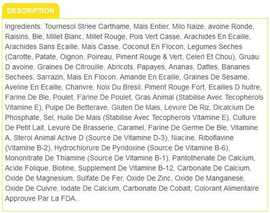 Nourriture Pour Perroquets FRUITOMAX - Zoomax
