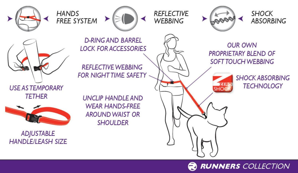  Laisse Du Coureur Pour Chiens Rouge - EzyDog