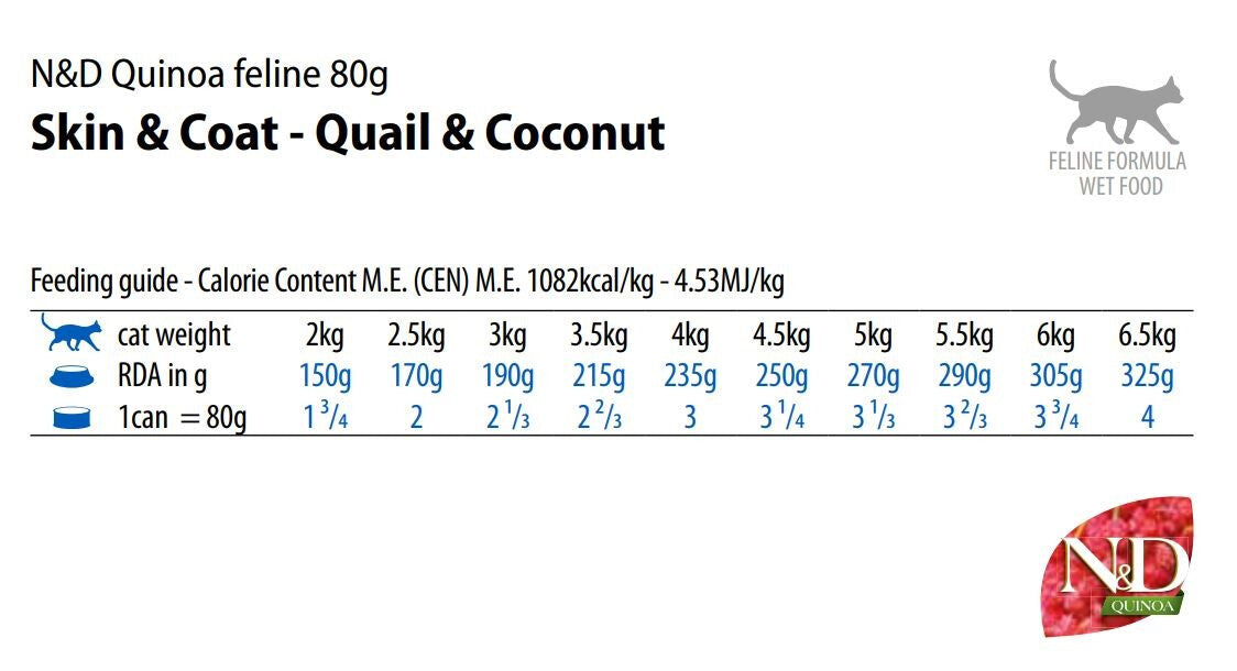  Nourriture En Boîte Peau Et Pelage à La Caille Pour Chats - Farmina Quinoa