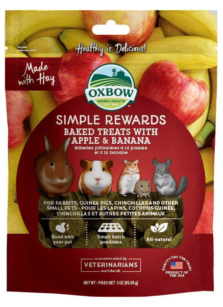  Gâterie Aux Pommes Et Bananes Pour Petits Animaux 60gr - Oxbow