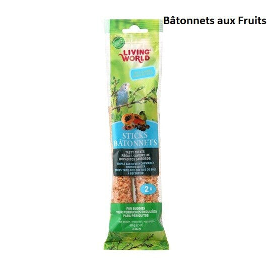  Bâtonnets à Becqueter Au Fruit Pour Perruche 60gr - Living World