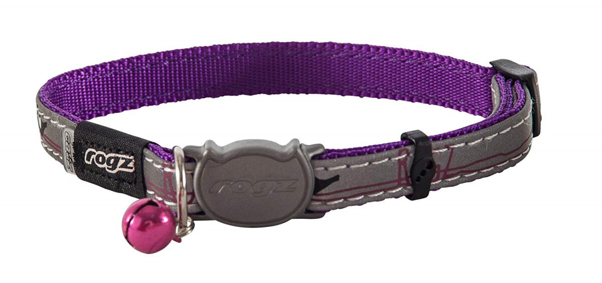  Collier Pour Chats Night Oiseaux Mauve 8-12"