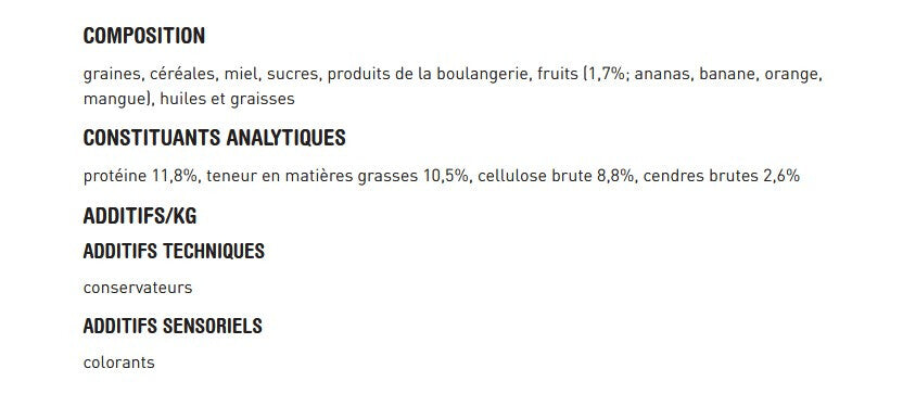  Bâtonnets à Becqueter Aux Fruits Exotiques Pour Grandes Perruches - Versele-Laga